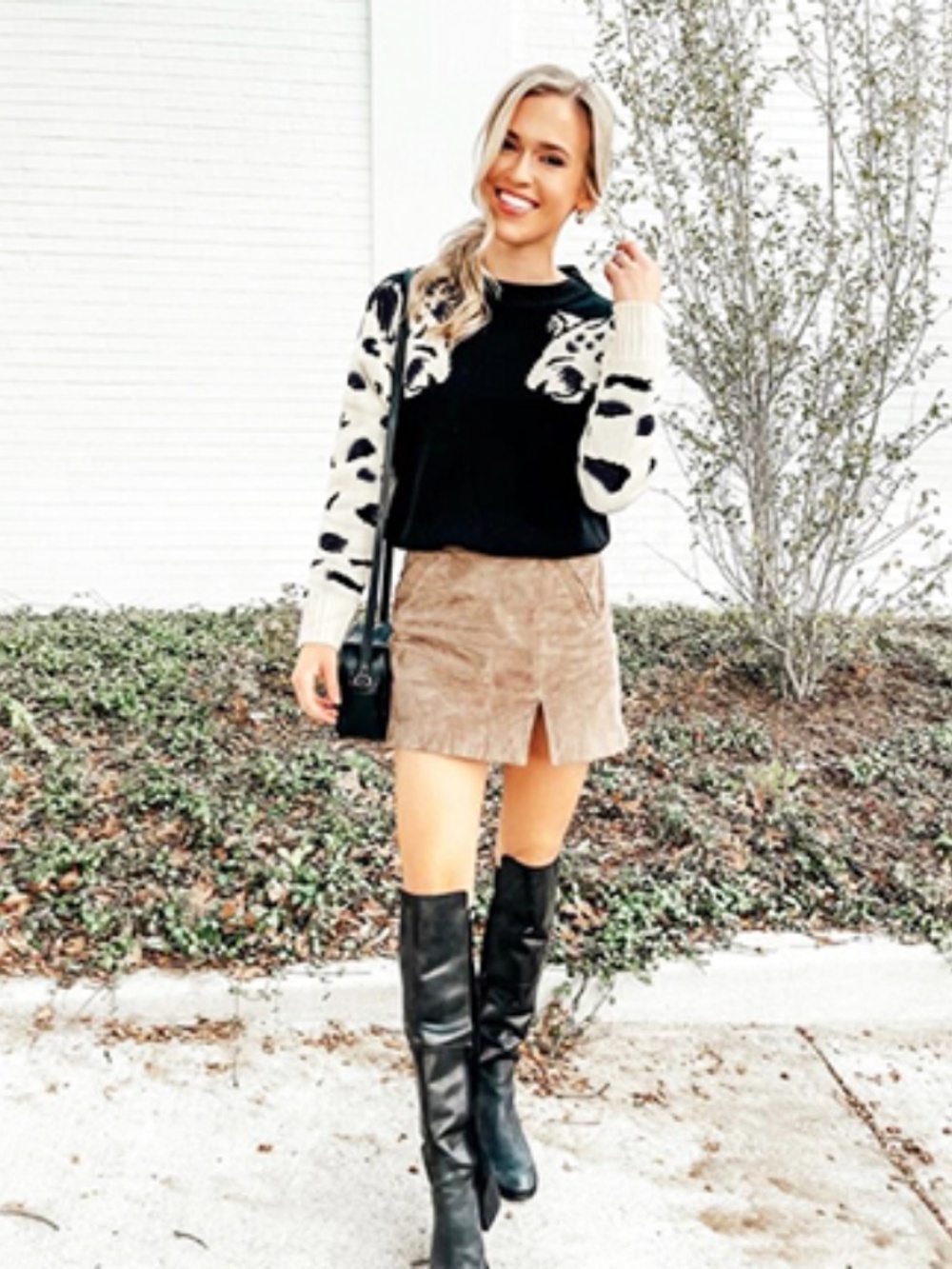 Casual LeopardPrinted Long Sleeves Knitted Pullover Cropped Sweater Top - Large - Picture 2 of 5